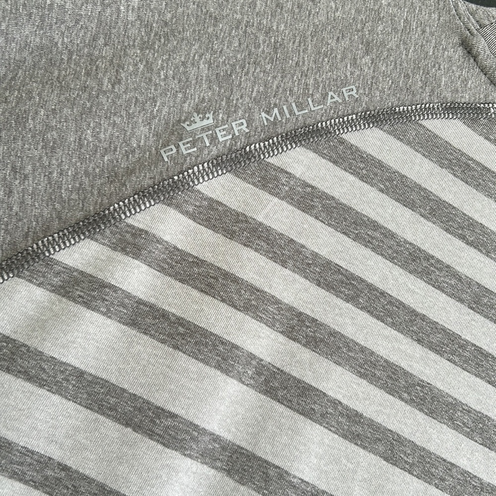 Peter Millar Gray Striped Short Sleeve Tee - Picture 4 of 5